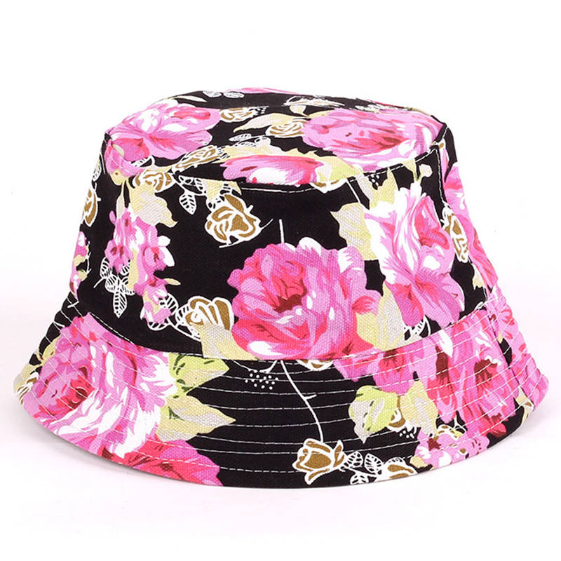 

Summer Women Hat Floral Sun Hat Bob outdoor fishing Traveling floral fisherman panama cap chapeau cotton bucket boonie, C4
