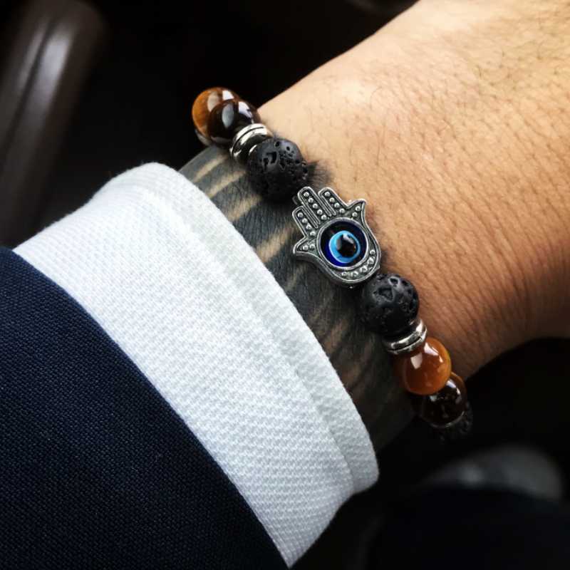 

Charm Bracelet Men Natural Stone Beads Couple Bracelets for Women Hand Accessories Yoga Chakra Reiki Bracelets Fashion Jewelry, Golden;silver