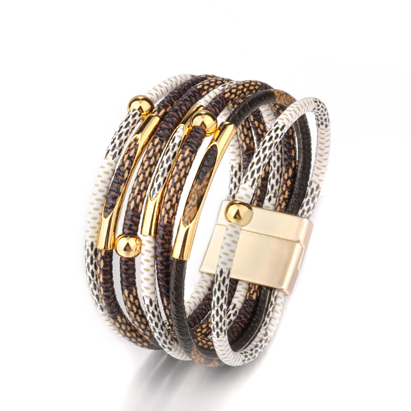 

ZG Snakeskin Leather Bracelet Women's 2020 Elegant Fashion Boho Bracelet Multi-layer Wrap-around Accessories Wide