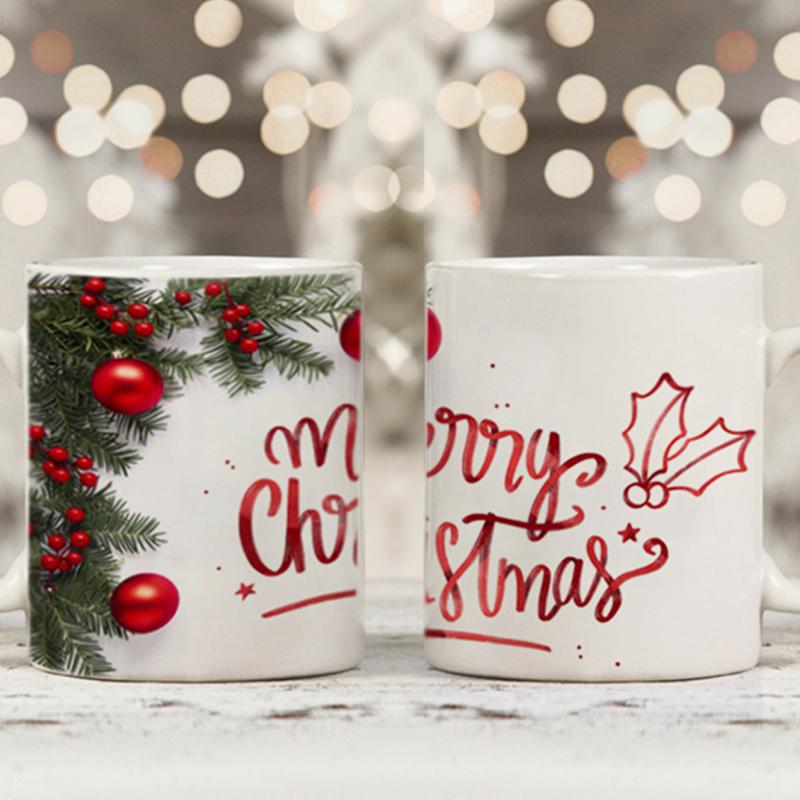 

Christmas Coffee Mug Creative Ceramic Coffee Cups Gift For Family And Friends Heat Sensitive Cup Milk Mug Novelty Gifts, White