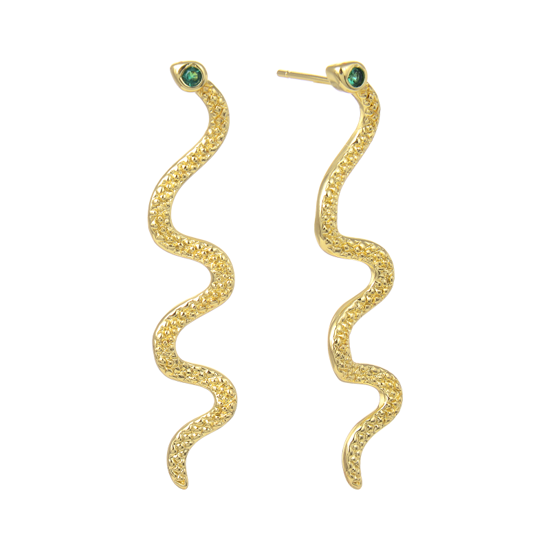 

HECHENG 1pair snake earrings wholesale for women girls cool fashion jewelry accessries gold color