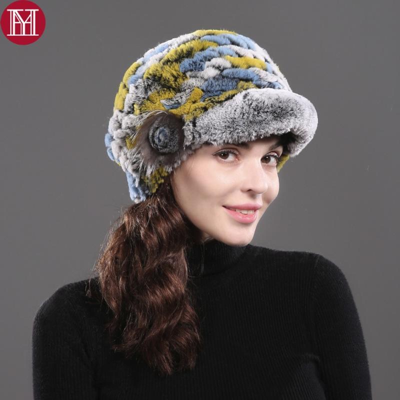 

Women Knitted Rex Fur Beanies 2020 Fashion Real Rex Fur Hat 100% Natural Cap Wholesale And Retail, Grey
