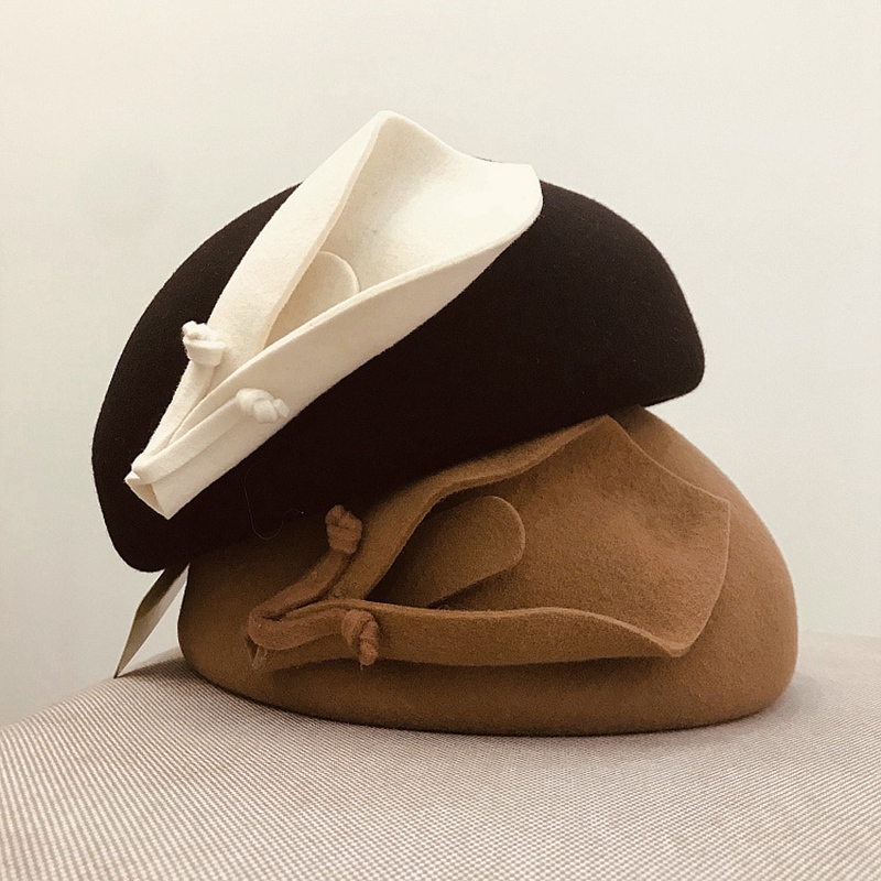 

Women's Beret Wool Hat Women's Fedora Wedding Hat, Black