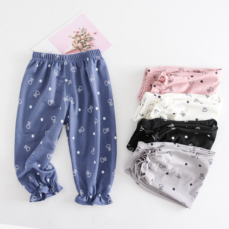 

long pants children's home Cartoon rabbit print pants comfortable autumn section bloomers baby air conditioning pants Sleep wear, As picture