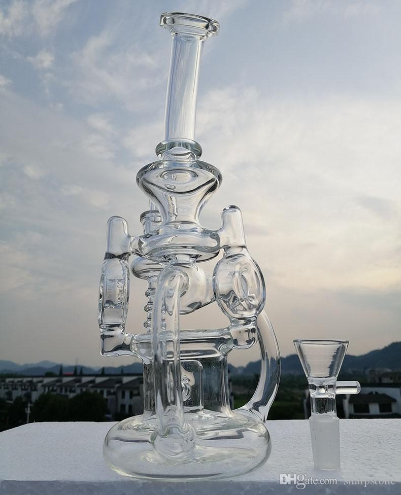 

New glass recycler bong tyre oil rig heady beaker bongs water pipe build bongs with thick 4mm quartz banger 14.4mm joint