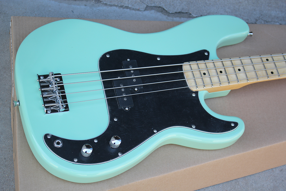 

Factory Custom 4-string Green Electric Bass Guitar with Black Pickguard,Chrome Hardwares,Maple Fretboard,Offer Customized