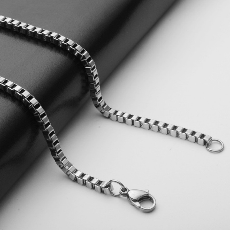 

316L Width 2.5mm/3mm Stainless Steel Box Bamboo Chain Choker Necklace DIY Jewelry Making Men Women 50cm 60cm 70cm 80cm