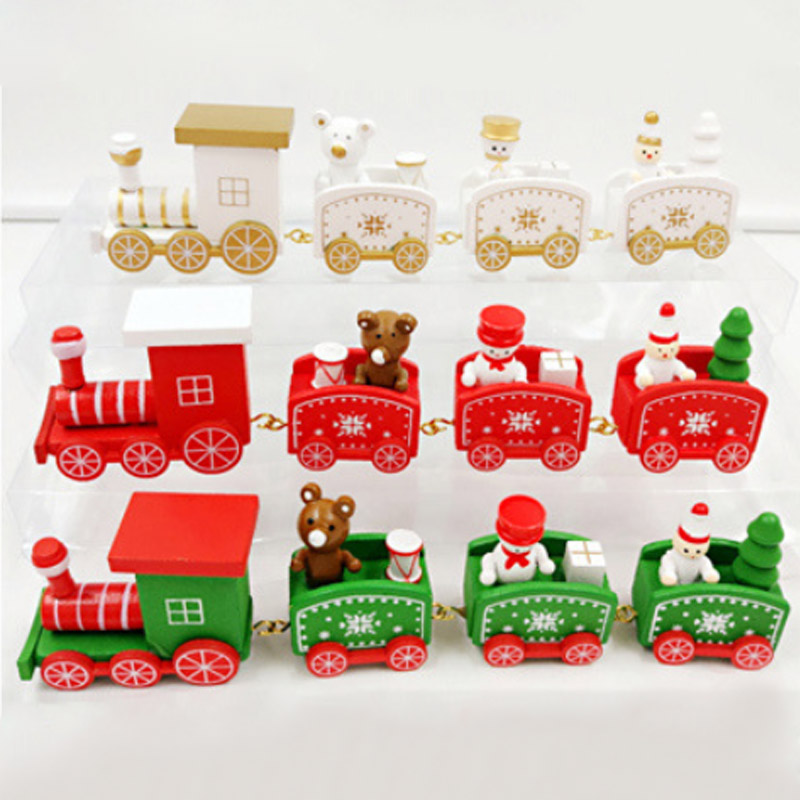 

4 Section Model Vehicle Toys 1Pc Mini Version Decoration Gift New Year Xmas Wooden Trains Christmas Train Sets Gift