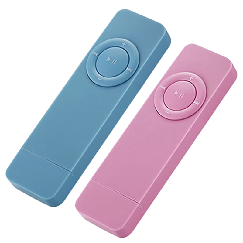 

2 Pcs Portable USB Sport U Disk Mini Mp3 Music Player Support 32GB TF Card (Blue & Pink