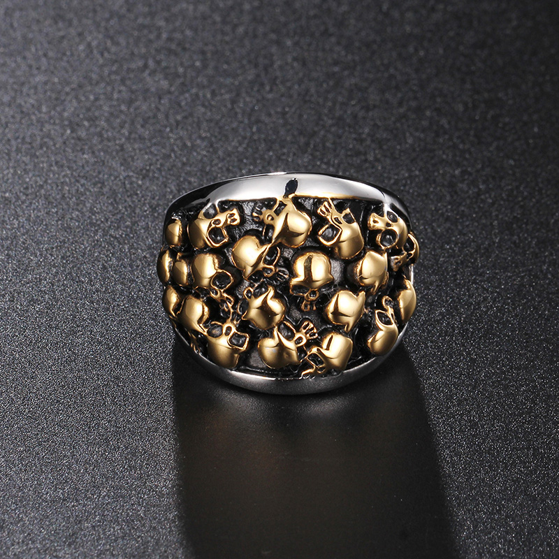 

TrustyLan Hot Selling Punk Rock Never Fade Gold Color Stainless Steel Skull Rings For Men Variety Skeleton Biker Jewelry Anel