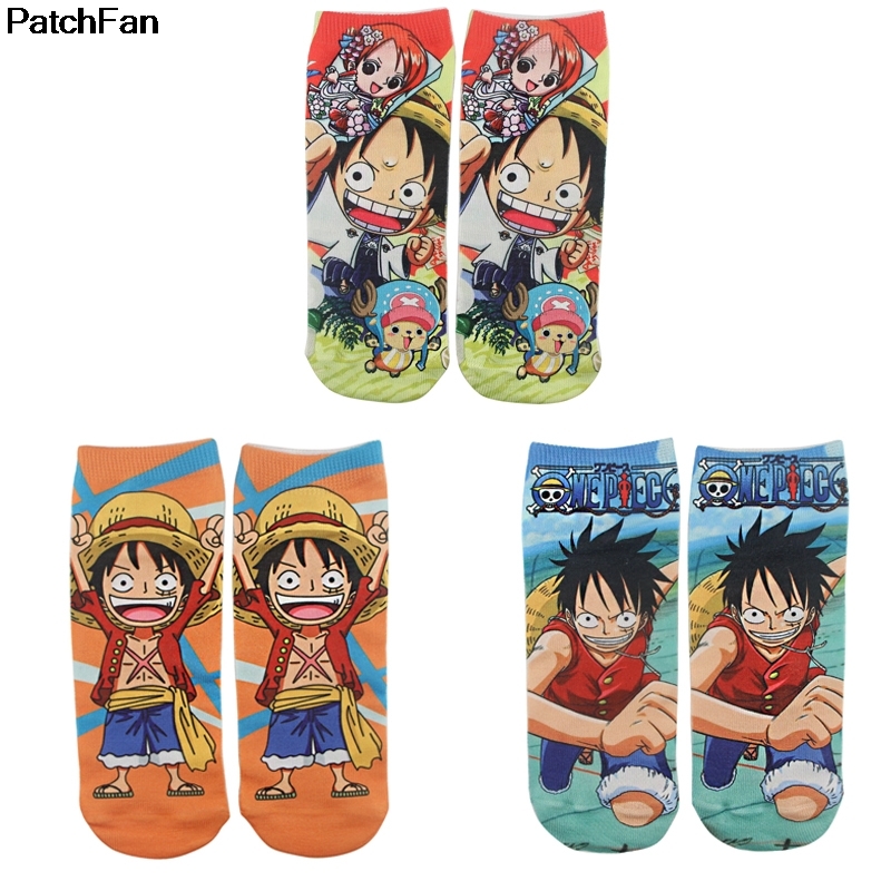 

12pairs/lot Patchfan anime ONE PIECE cosplay Anime Printed Women Men Socks Ankle Socks Kawaii party favor cosplay gift A2743