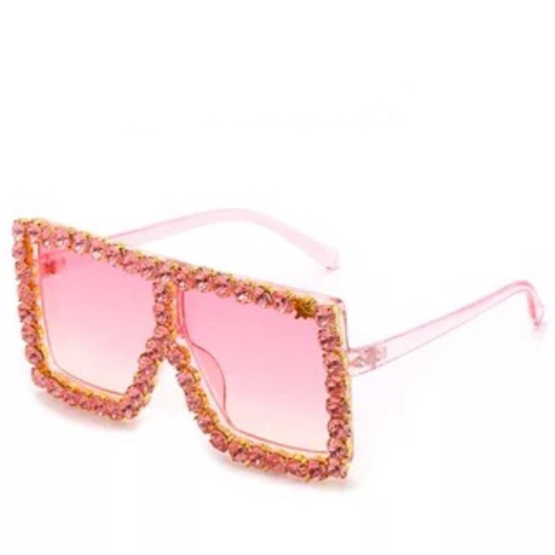 2020 Women Square Luxury Acrylic Rhinestone Sunglasses Oversize