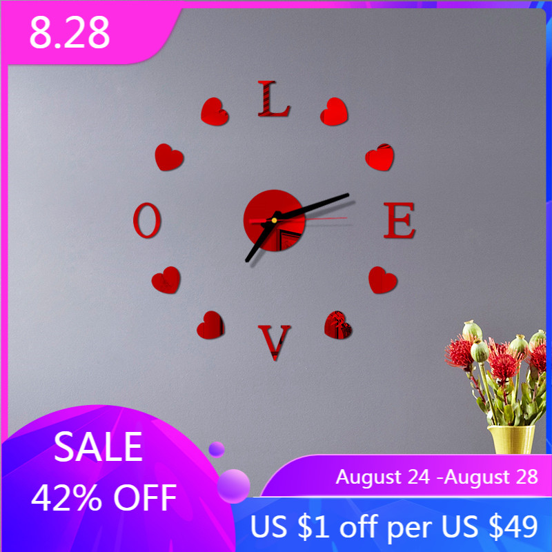 

Free Shipping In 2020 DIY Wall Clock 3d Acrylic Mirror Sticker Home Decoration Living Room Quartz Needle