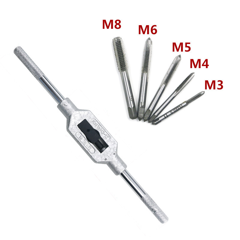 

6 sets /8 setsHand Screw Thread Metric Plug Tap Set M3 M4 M5 M6 M8 with Adjustable Tap Wrench