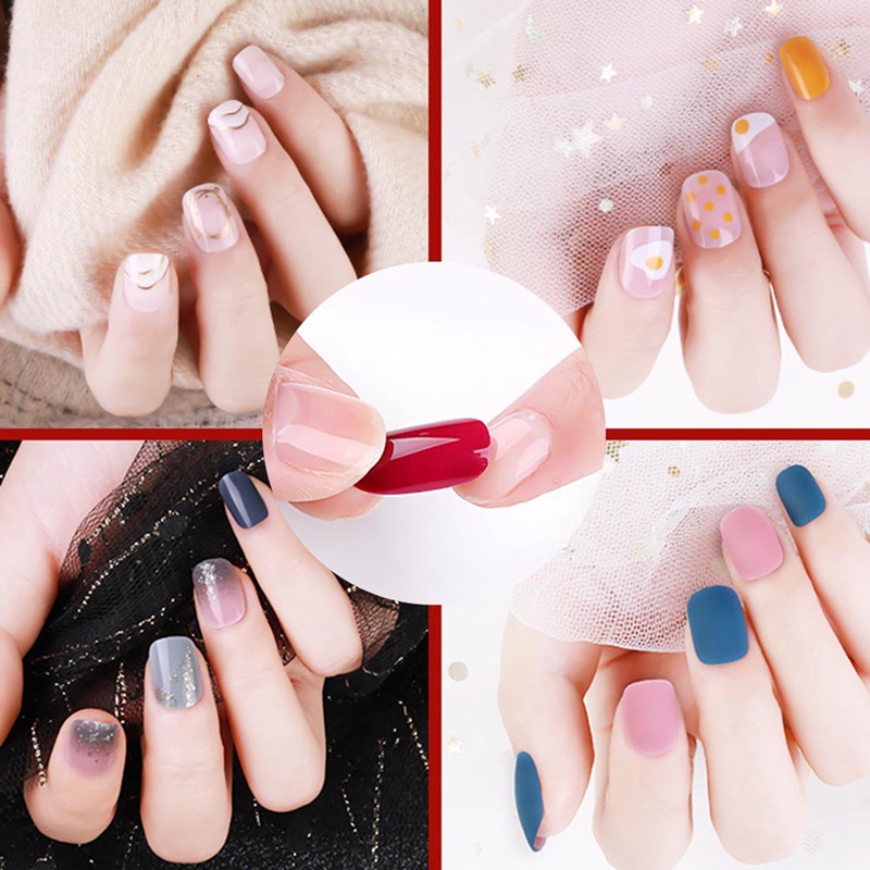 

24pcs/Set Middle Long Black Gradient False Nails Pre-design Round Head Nail Art Decoration Fake Beauty Nail Tools with Glue, H02