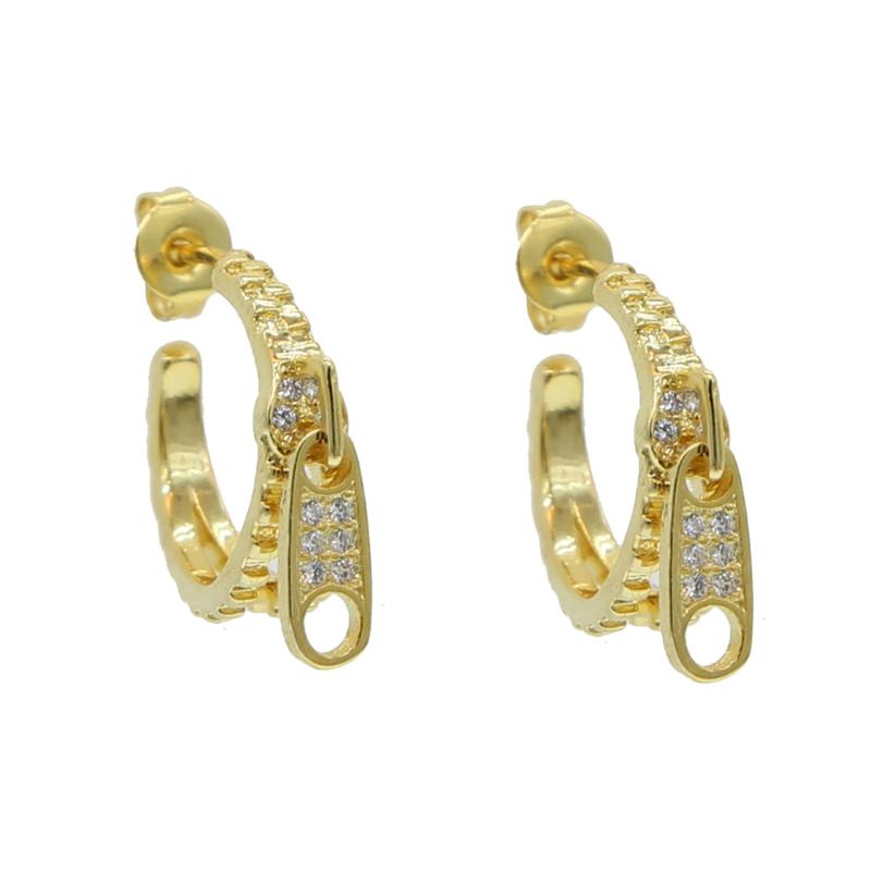 

Hoop & Huggie High Quality Gold Plated Delicate Zipper Bling Circle Fashion Earrings For Women Charm Micro Pave Cubic Zirconia Cz Jewelry