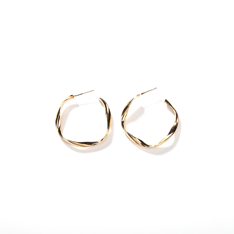

Personalized Irregular Twisty Circle Geometric Silver Golden Oversize Hoop Earrings For Women