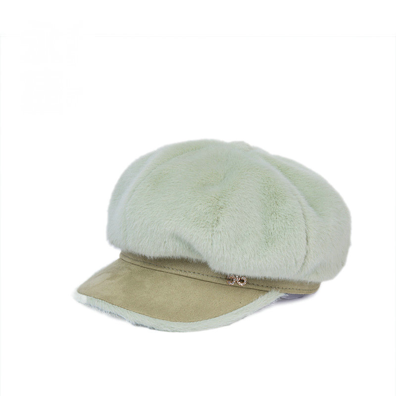 

Women's winter beret thick cashmere fashion warm hat solid color hat windproof high quality elegant beret 2020, 01