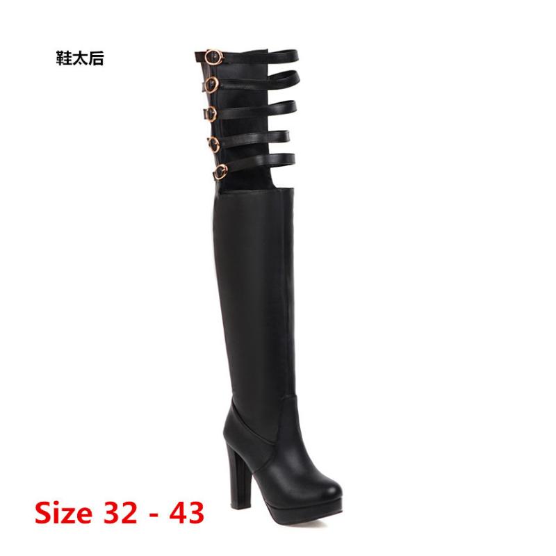 

Platform Women Over The Knee Boots High Heels Autumn Winter Woman Shoes Women Long Leather Boots Small Big Size 32 - 43, White