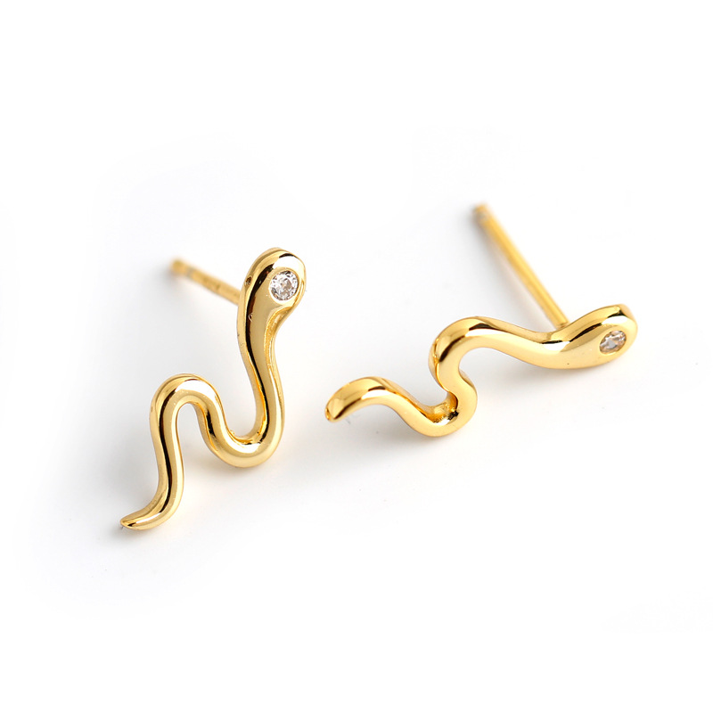 

Stud 925 Sterling Silver Earring Fashion Personality Zircon Animal Shape Snake/Sun Wild Trend Woman Girl Ear Jewelry