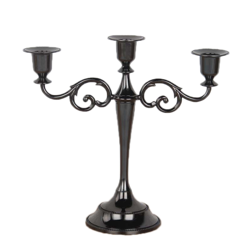 

Candle Holders 3-Arms Stand Zinc Alloy High Quality Pillar for Wedding Portavelas Candelabra Black