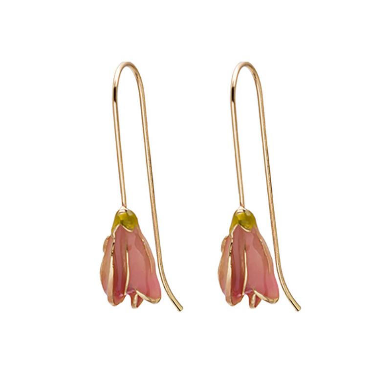 

Hoop & Huggie Kpop Tulip Stud Earrings For Women Pink Sweet Korea Boho Hanging Eardrop Gold Color Earring Fashion Jewelry 2021
