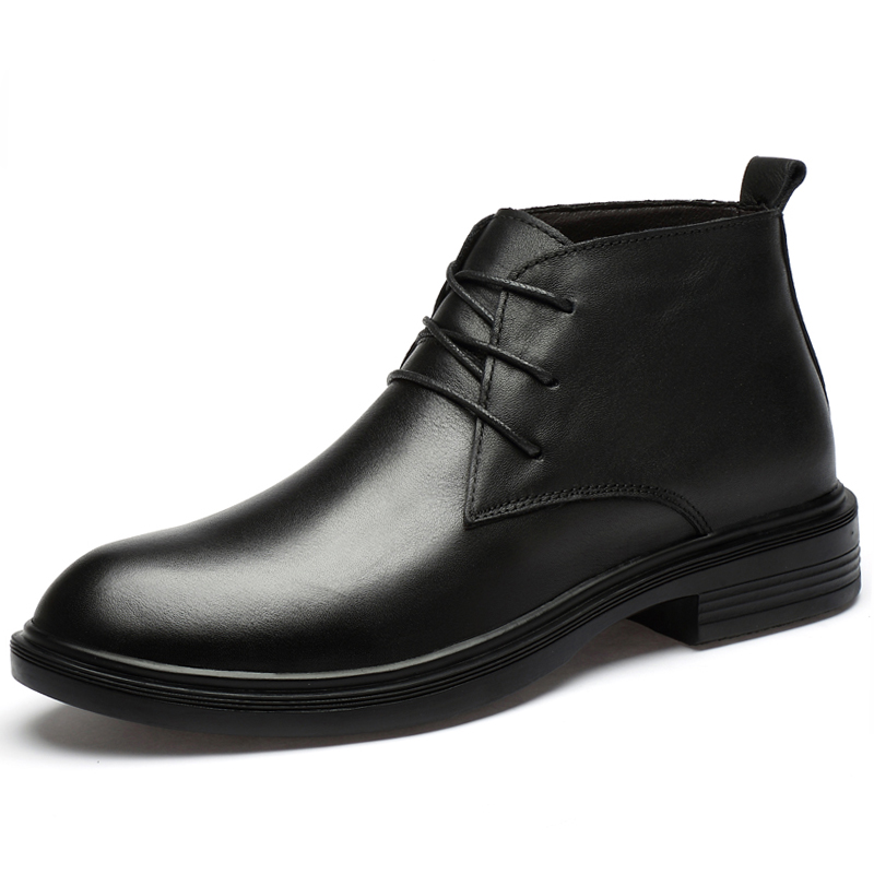 

Natural Cow Leather shoes Winter Boots Men Size 36-45 Warm Winter Shoes Men Genuine leather botas hombre, Black gezi no fur