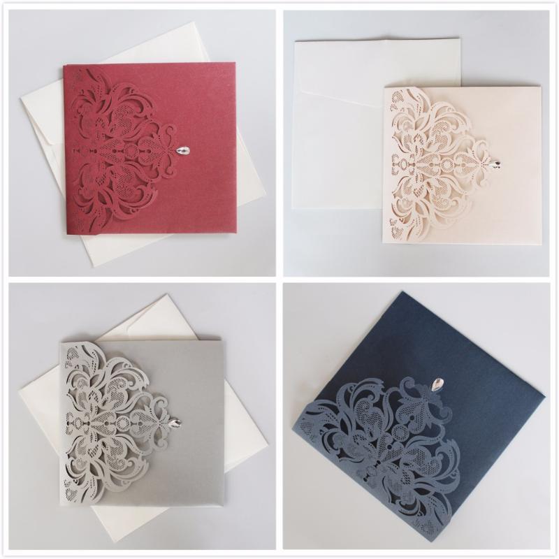 

Elegant Wedding Invitations Set Lace Greeting Cards Customized Wedding Invitation With RSVP Cards Party Supplies - set of 50