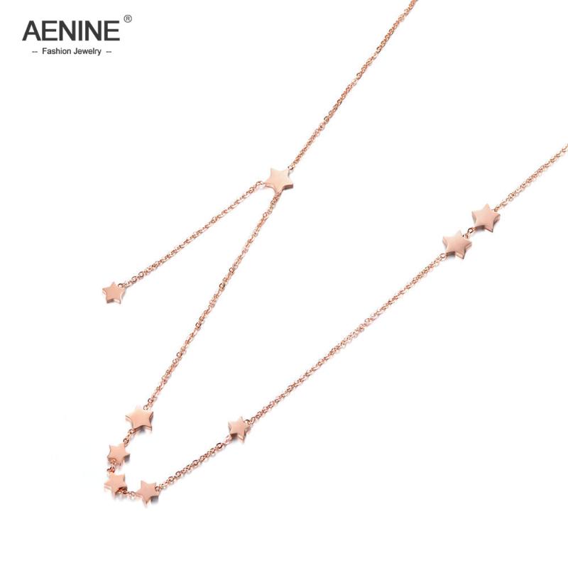 

AENINE Creative Simple Gypsophila Chain & Link Necklaces Jewelry Titanium Steel Star Chokers Necklace For Women Collier AN18017