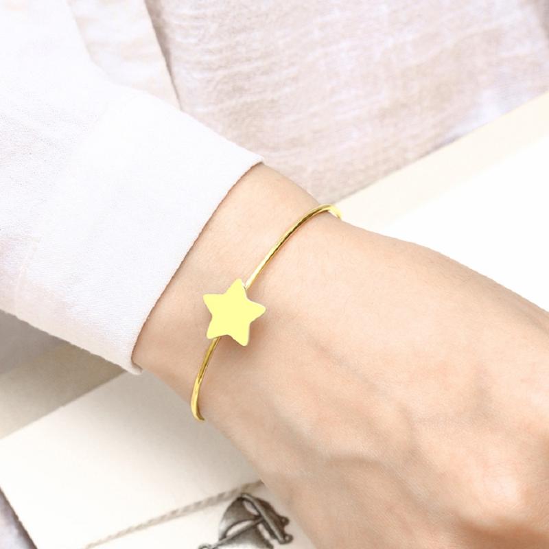 

SHE WEIER star cuff bracelets bangles for women stainless steel accessories jewelry charms love minimalist fashion bangle