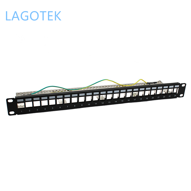 

FTP 24 Port RJ45 Blank Patch Panel 1U 19'' Inch all-metal Rack Mount suitable for cat5e/cat6/cat6a/cat7 keystone ethernet cable