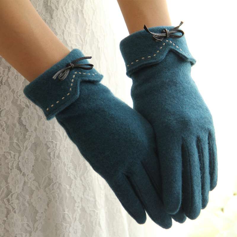 

Women Fashion Solid Winter Lovely Warm Cashmere Girl Bowknot Soft Comfortable Casual Female Patchwork Gloves Mittens