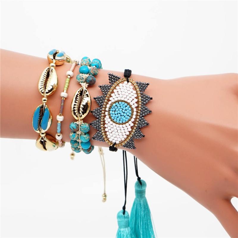 

Boho MIYUKI Bracelet Evil Eye Pulseras Mujer 2020 Blue Boho Shell Bracelets Mexican Jewelry Women Natural Stone Accesorios