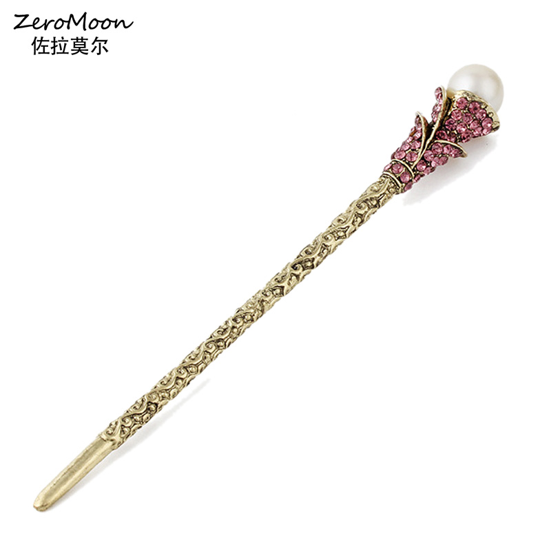 

Vintage Head Jewelry Pearl Rhinestone Hair Braids Bride Women's Head Flower Hair Stick Accessories Wholesale
