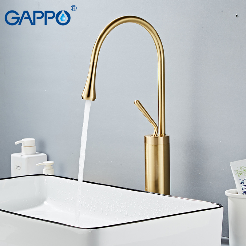 

GAPPO New Basin Faucet Modern Brass Mixer Tap Bathroom Basin Water Sink Mixer Gold Brush Tall Taps Torneira
