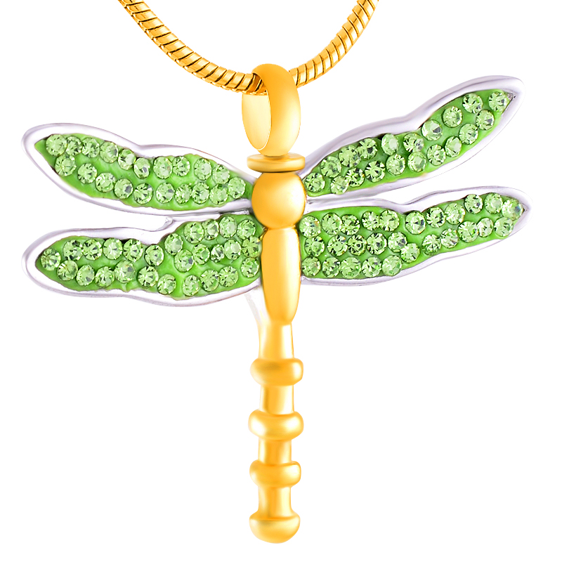 

IJD9417 Cremation Dragonfly Memorial Pendant for Ashes Stainless Steel Urn Keepsake Necklace Lovely Jewelry