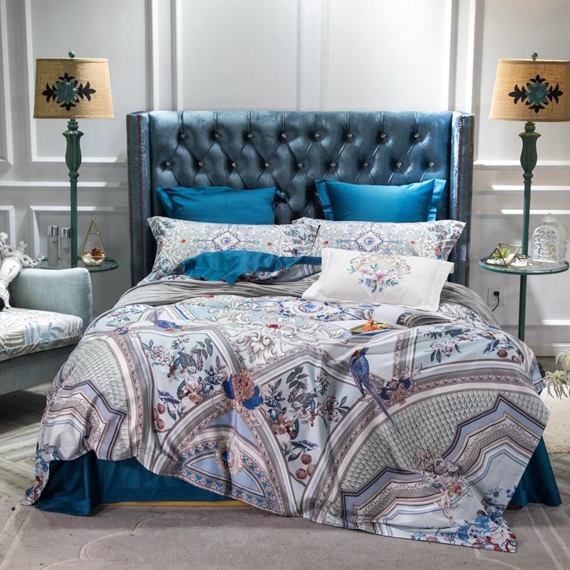 

Bedding Sets 42 Egyptian Cotton Blue Bohemia Set Queen King Bed Sheet Duvet Cover Fitted Parure De Lit Ropa Cama, Bedding set 5
