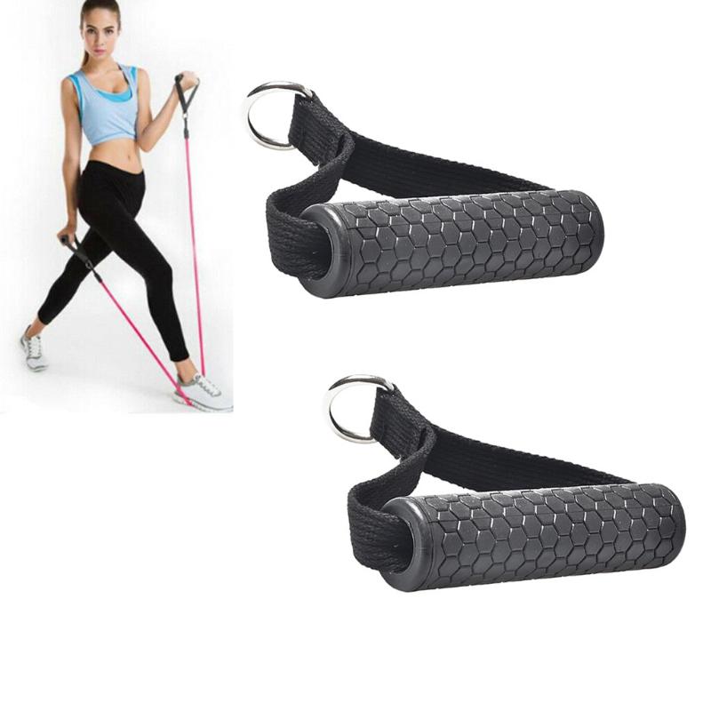 

2pcs D-ring Spring Pull Rope Cable Bar Elastic String Foam Rubber Resistance Bands Handle For Yoga Exercise Fitness Equipment