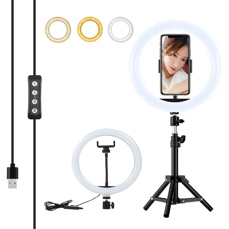 

55cm Desktop Photo Video Photography Studio Tripods 26cm 10 Inch Live Streaming Fill Light LED Selfie Lamp Makeup Ring Lighting