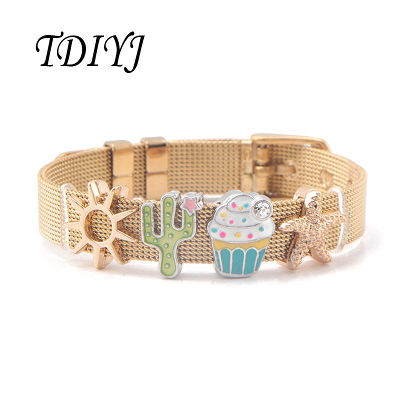 

Charm Bracelets TDIYJ Jewelry Lovely Slide Mesh Bracelet Set Summer Style Series Kids Stainless Steel Women As Gift