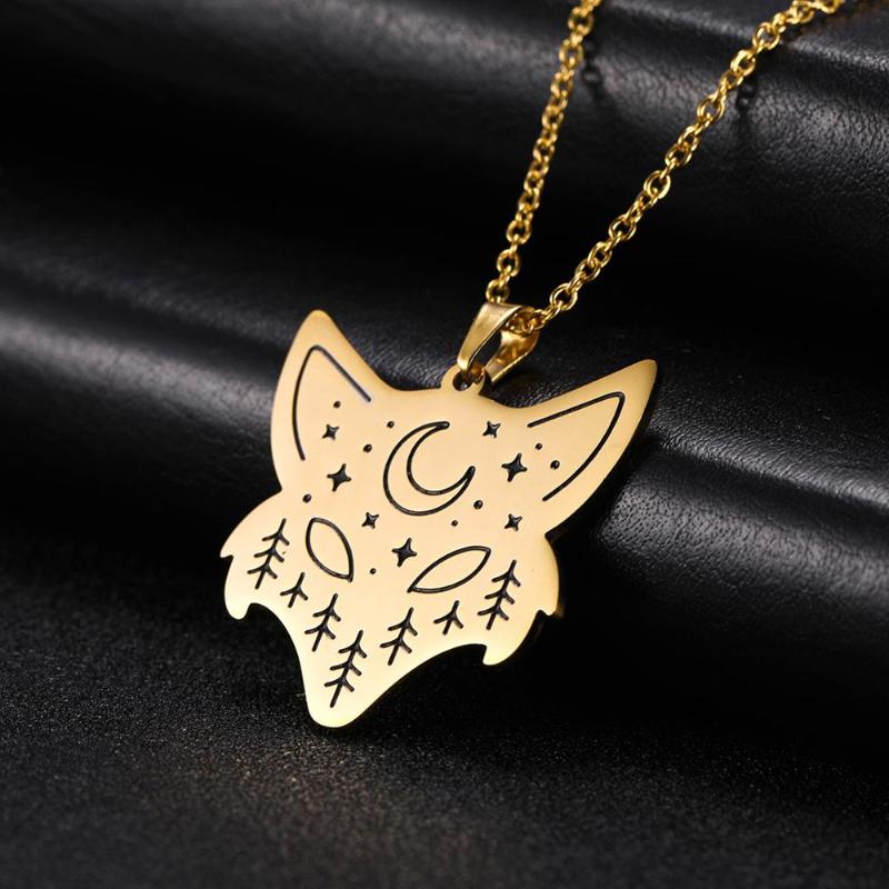 

Teamer Fine Stainless Steel Travel Tree Moon Head Pendant Necklace Cute Cartoon Charming Jewelry Gifts for Boys Girls