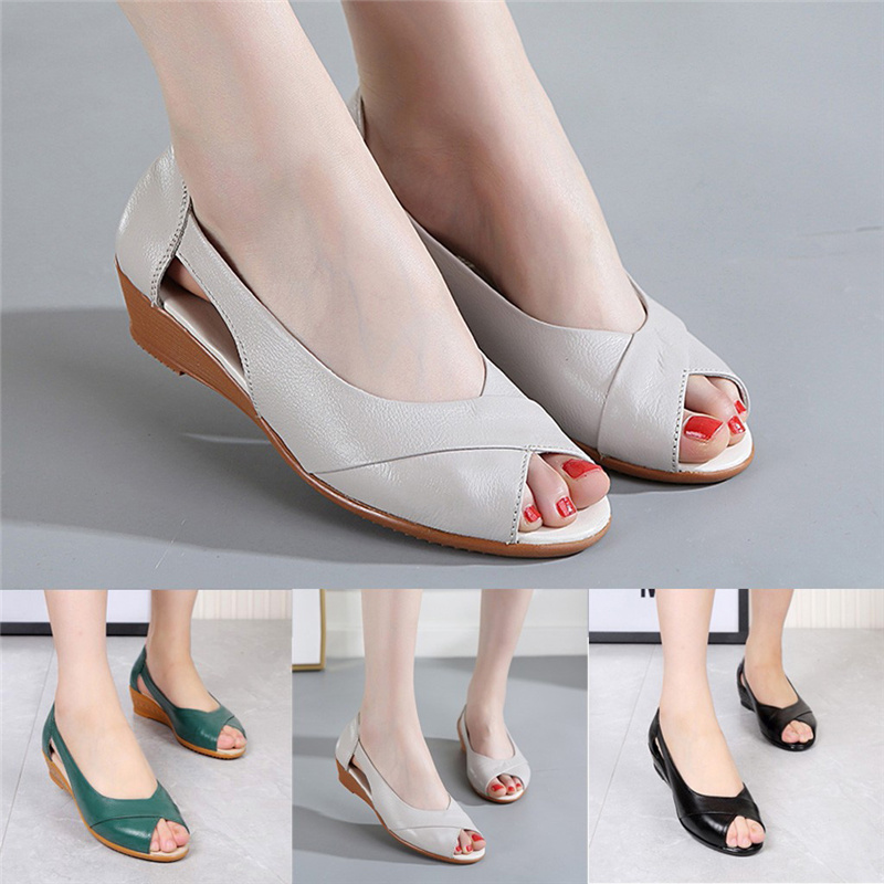 

Fashionable Womens Sandals Fish Mouth Shoes Wedge Heel Low Heel Comfortable Sandals Shoes Zapatos De Mujer De Moda Cuadrado, Beige