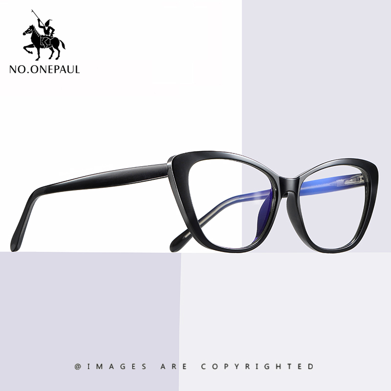 

NO.ONEPAUL Clear Lens Eyeglasses Black Female Anti Blue Ray Glasses Women Anti Blue Light Computer Glasses Cool Fashion Metal