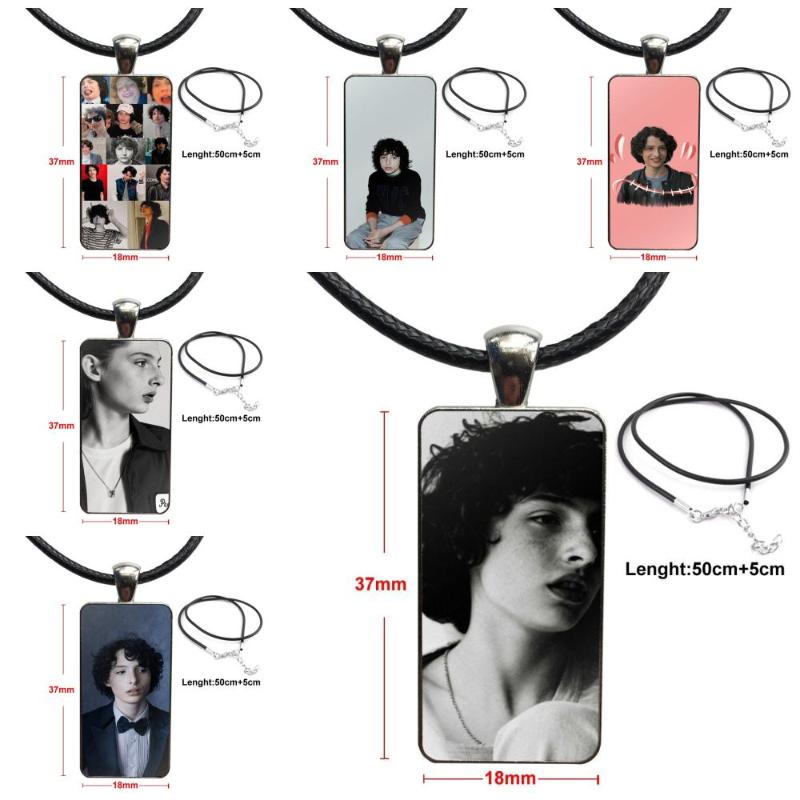 

Necklace With Steel Plated Glass Cabochon Choker Long Pendant Rectangle Necklace For Women Party Gift Finn Wolfhard Tpu Rubber