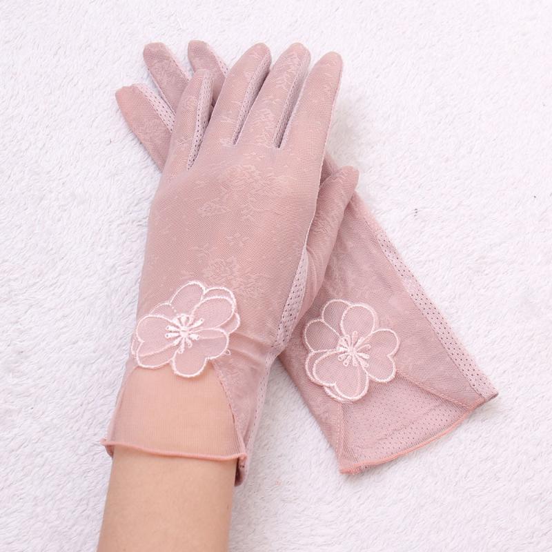 

Elegant Women Gloves Summer Uv-proof Driving Lace Gloves Handschoenen Vintage Flower Solid Mittens Women Femme