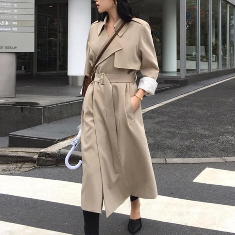 

Trench Coat Women Korean Fashion Adjustable Waist Outwear 2020 Spring Autumn Lady Casual Loose Hooded Windbreaker Size -xl#G30, Black