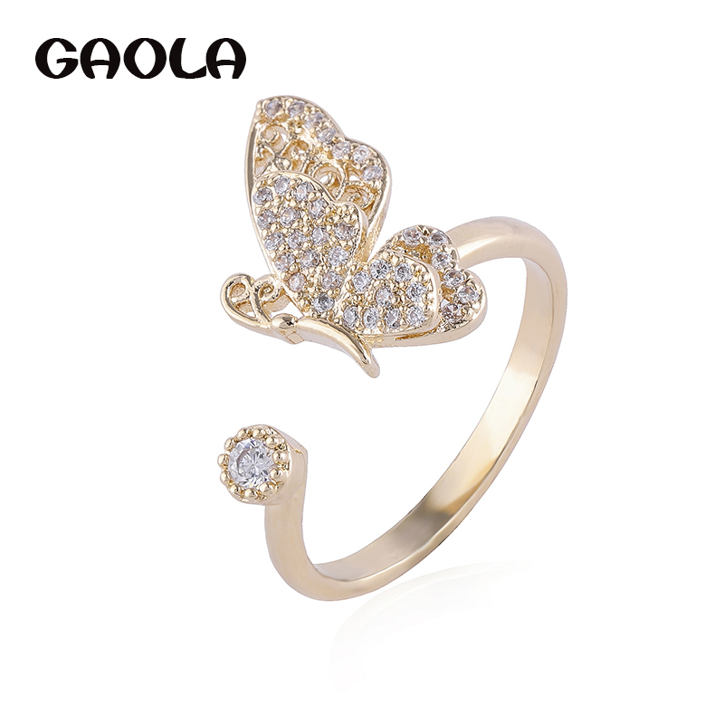 

GAOLA High Quality White Gold Color Micro Pave Setting Butterfly Wedding Ring For Women J1830