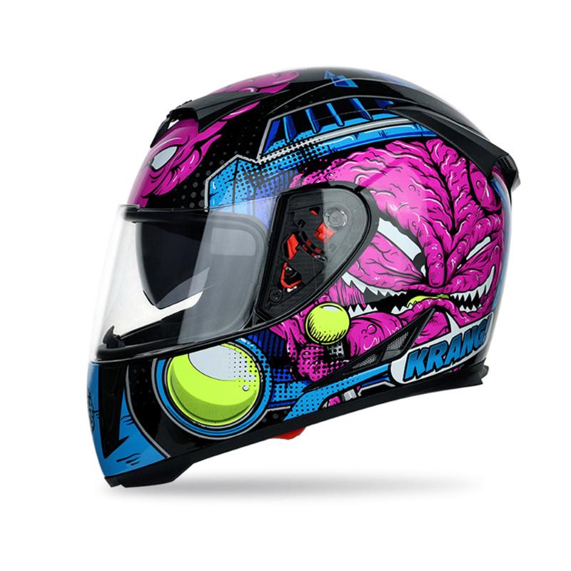 

Motorcycle Accessories Racing Dual Len Helmet Biker Helmet Full Face Cover Cool New Motorcycle Electric Car Racing, Bright black