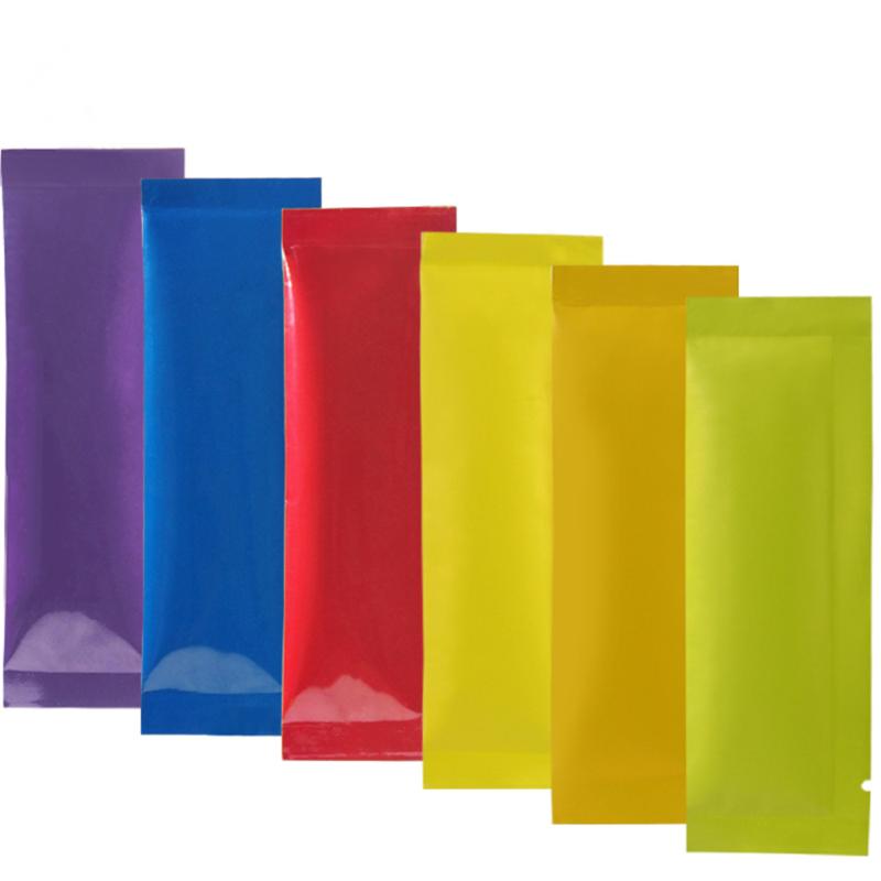

100Pcs/lot 3.5x11cm Long Style Colorful Open Top Aluminum Foil Package Bag Mylar Coffee Power Retails Storage Packing Pouch