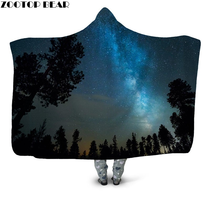 

Forest 3D Print Fashion Wearable Hooded Blanket for Adult Cover Quilts Casual Fleece Throw Blanket Home Youth Office Bedspread